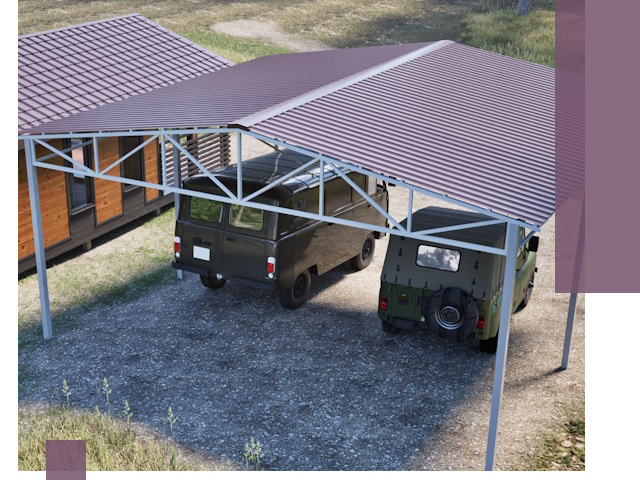 Двускатные навесы под ключ в Каменске-Шахтинском — изготовление и монтаж